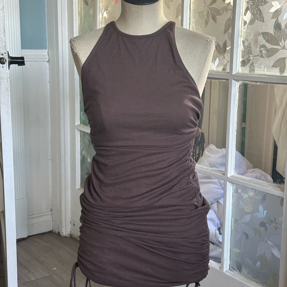 ✔️#2 BNWOT Princess Polly Brown Ruched Halter Dress